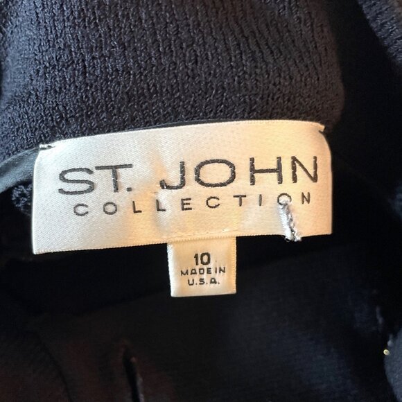 Vtg St. John Collection Santana Knit Black Longline Sweater Jacket Women's Sz 10 - Picture 4 of 10